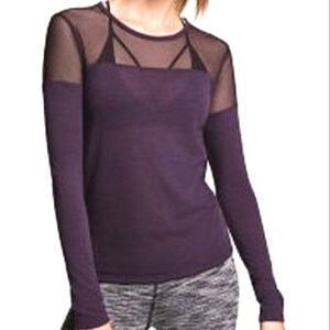 Victoria Sport Purple Crewneck Mesh Long Sleeve Top